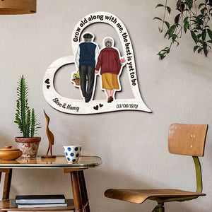 Grow Old Along With Me, The Best Is Yet To Be - Personalized Wood Sign - Gift For Couple - Wood Sign - GoDuckee