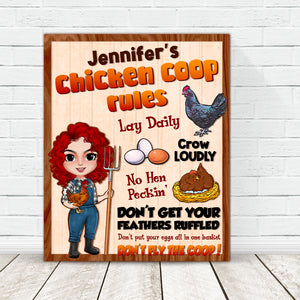 Chicken Coop Rules - Personalized Layers Wood Sign - Wood Sign - GoDuckee