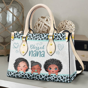 Personalized Grandma Leather Bag, Gift For Family - Leather Bag - GoDuckee