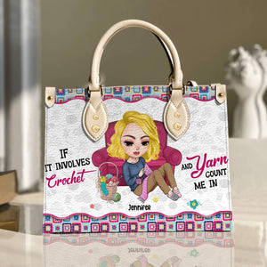 I Knit So I Don't Unravel - Personalized Leather Bag - Cute Gift For Crochet Lover - Leather Bag - GoDuckee
