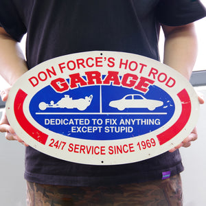 Vintage Drag Racing Metal Sign, Dedicated to fix anything, Custom Hot Rod Garage's Name Fol6-Vd2 - Metal Wall Art - GoDuckee