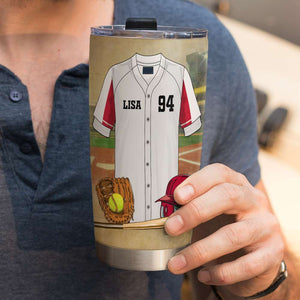 Personalized Softball Tumbler - Yes I'd Rather Play In Tournament - Uniform Softball - Tumbler Cup - GoDuckee