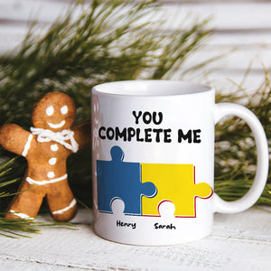 Funny Couple You Complete Me Puzzle, Personalized White Mug, Gift For Couple - Coffee Mug - GoDuckee