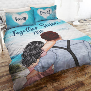 Valentine's Happy Day With Couple Sweet Love, Couple Bedding Set Gift - Blanket - GoDuckee