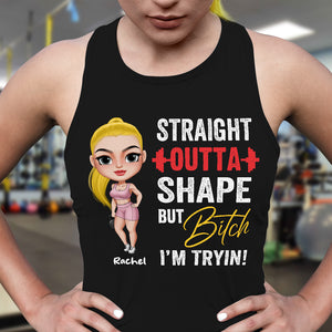 Gym Straight Outta Shape But Bitch I'm Tryin! - Personalized Shirts - Shirts - GoDuckee