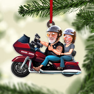 Custom Biker Couple Photo Ornament, Christmas Tree Decor - Ornament - GoDuckee