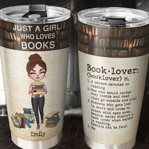 Personalized Book Lover Tumbler Cup - Book Lover Definition - Girl Dolls - Tumbler Cup - GoDuckee