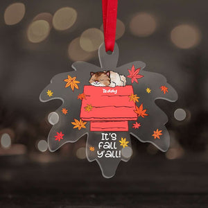 It's Fall Y'all, Sleeping Cat Transparent Custom Shape Ornament, Christmas Gift - Ornament - GoDuckee
