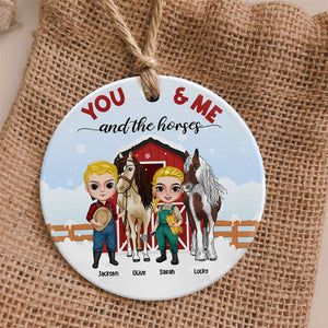 You And Me And The Horses, Couple Horse Breeders Ceramic Circle Ornament - Ornament - GoDuckee