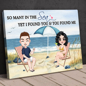 So Many In The Sea, Gift For Couple, Personalized Poster, Beach Couple Sitting Poster, Anniversary Gift - Poster & Canvas - GoDuckee
