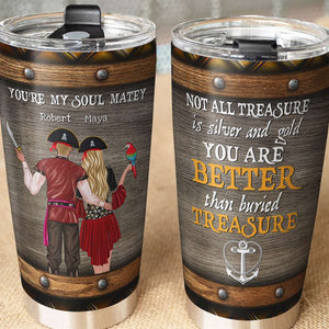 Personalized Pirate Couple Tumbler - You're My Soul Matey - Tumbler Cup - GoDuckee