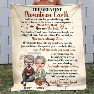 Parents The Greatest On Earth, Personalized Couple Blanket, Meaningful Gift For Mom and Dad - Blanket - GoDuckee