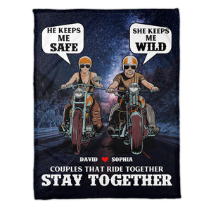 Personalized Biker Couple Blanket - Who Ride Together Stay Together - Marriage Chapter - Blanket - GoDuckee