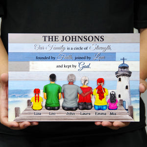 Our Family Is A Circle Of Strength Personalized Family Layered Wood Sign Stand - Wood Sign - GoDuckee