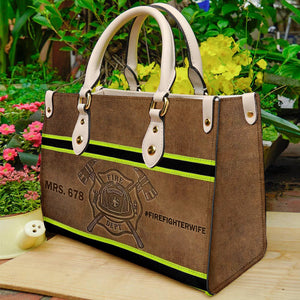 Personalized Firefighter Leather Bag, Gift For Her - Leather Bag - GoDuckee