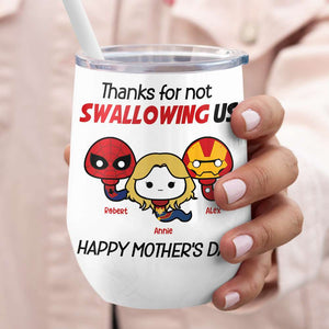 Thank Super Mom For Not Swallowing Us - Personalized Coffee Mug - Mother's Gift - Coffee Mug - GoDuckee