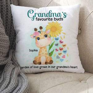 A Garden Of Love Grows In Our Grandma's Heart, Personalized Square Pillow, Smiling With Grandma Pillow, Mother's Day, Birthday Gift For Grandma - Pillow - GoDuckee