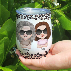 Blame You For How Awesome I Am, Personalized Wine Tumbler, Mom And Daughters Leopard Tumbler, Mother's Day, Birthday Gift For Mom - Wine Tumbler - GoDuckee