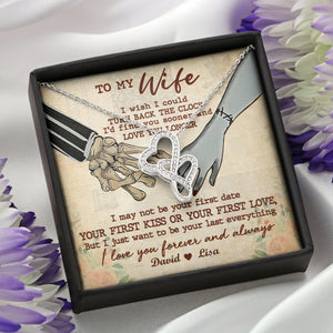 Couple I Wish I Could - Personalized Double Heart Necklace - Jewelry - GoDuckee