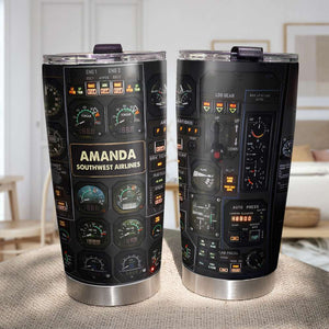 Pilot Control-panel Plane - Personalized Tumbler Cup - Custom Name - Tumbler Cup - GoDuckee