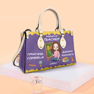 Property Of Teacher Princess Consuela Banana Hammock Personalized Leather Bag, Gift For Teacher - Leather Bag - GoDuckee