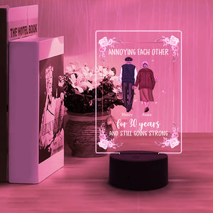 Annoying Each Other - Personalized Led Night Light - Gift For Couple - Old Couple Hand In Hand Back View - Led Night Light - GoDuckee