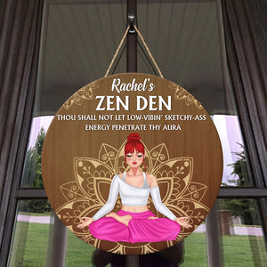 Yoga Zen Den - Personalized Round Wooden Sign - Wood Sign - GoDuckee