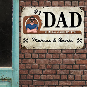 Personalized Father's Day Metal Sign - No One Can Measure Up To You - Gifts For Family Members - Metal Wall Art - GoDuckee
