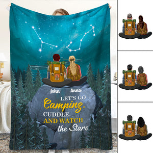 Personalized Zodiac Hiking Couple Blanket - Let's Go Camping Cuddle And Watch The Stars - Blanket - GoDuckee
