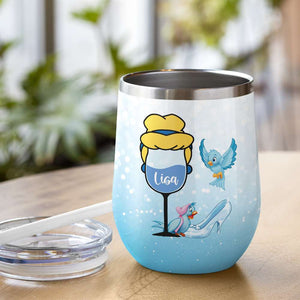 Drinking Life Is Not Fairy Tale - Personalized Tumbler Cup - Blue Birds & Shoes - Wine Tumbler - GoDuckee