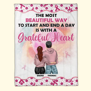 Breast Cancer Awareness - Personalized Hoodie Couple Blanket - The Most Beautiful Way To Start and End A Day - Blanket - GoDuckee
