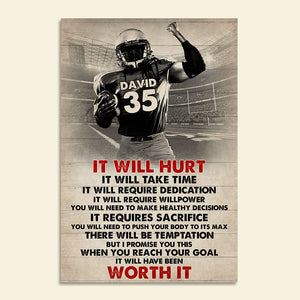 Vintage American Football Player Poster - It Will Heart It Will Take Time - Poster & Canvas - GoDuckee