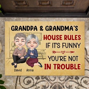 If It's Funny You're Not In Trouble - Personalized Grandparent Doormat, Gift For Family - Doormat - GoDuckee