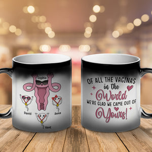 Glad We Came Out Of Yours, Personalized Magic Mug, Funny Mom and Sperms Coffee Mug, Mother's Day Gift For Mom - Magic Mug - GoDuckee