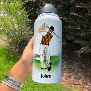 Jesus Is My Savior Golf Is My Therapy - Personalized Water Bottle - Water Bottles - GoDuckee