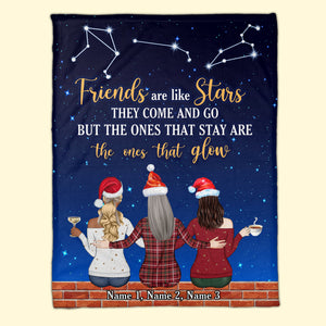 Personalized Christmas Zodiac Sister Blanket - Friends Are Like Stars They Come And Go - Blanket - GoDuckee