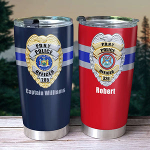 Police Badge With Customized State Seal - Personalized Tumbler Cup - Gift For Police - Tumbler Cup - GoDuckee