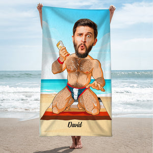 Body's Man With Beach Background - Custom Photo Beach Towel - Beach Towel - GoDuckee
