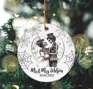 Personalized Skeleton Couple Ornament, Groom and Bride Wedding - Ornament - GoDuckee