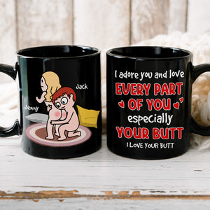 I Adore You And Love Every Part Of You - Personalized Couple Black Mug - Gift For Couple - Coffee Mug - GoDuckee
