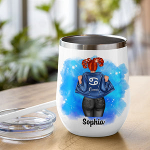 Level Of Savage Personalized Zodiac Girl Tumbler Gift For Her - Wine Tumbler - GoDuckee