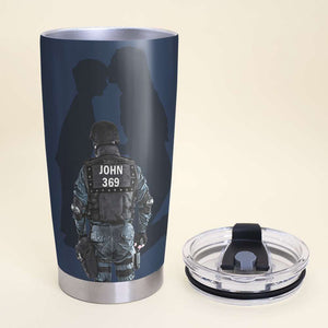 Mom & Dad I Once Protected Him Now He Protects Me - Personalized Police Officer Tumbler - Tumbler Cup - GoDuckee