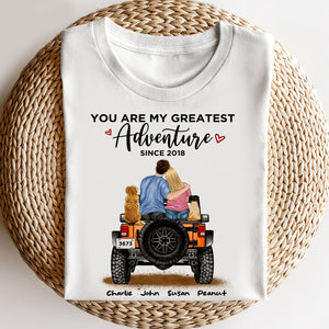 You Are My Greatest Adventure, Personalized Car Couple & Dog, Cat Breeds Shirt, Gift For Couples - Shirts - GoDuckee