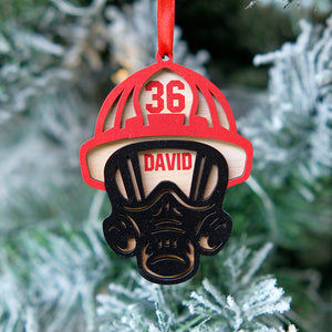 Personalized Firefighter Helmet Wood Ornament, Christmas Decor for Firefighters - Ornament - GoDuckee
