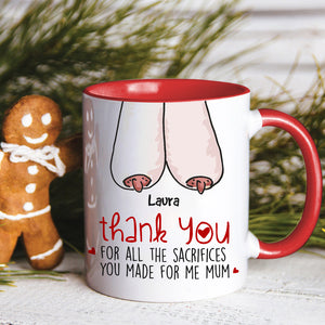 Thank You For All The Sacrifices, Gift For Mom, Personalized Mug, Saggy Boobs Mug, Mother's Day Gift - Coffee Mug - GoDuckee