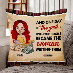 Personalized Write-Author Pillow - And One Day The Girl With The Books - Pillow - GoDuckee