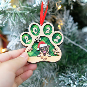 Dog Paw Personalized Wood Ornament, Christmas Tree Decor For Dog Lovers - Ornament - GoDuckee