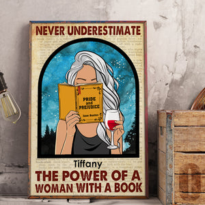 Personalized Reading Woman Poster - Never Underestimate The Power, Book & Wine - Poster & Canvas - GoDuckee