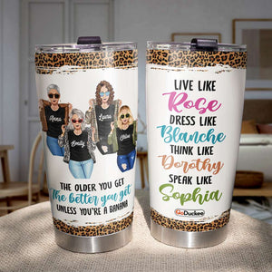 Personalized Friends Bestie Tumbler - The Golden Girls - Cool & Badass Woman - Leopard Pattern - Tumbler Cup - GoDuckee