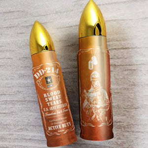 Veteran DD-214 Blood Sweat Tears - Personalized Bullet Tumbler - Water Bottles - GoDuckee